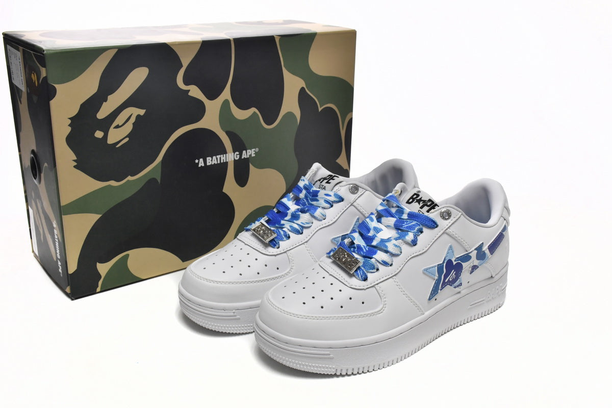 BAPESTA Low White ABC Camo Blue