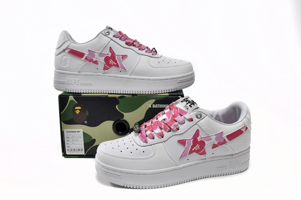 BAPESTA Low White ABC Camo Pink