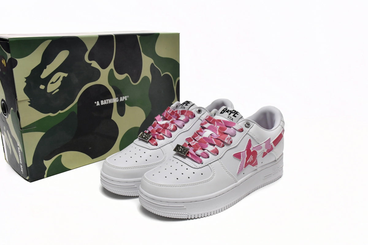 BAPESTA Low White ABC Camo Pink