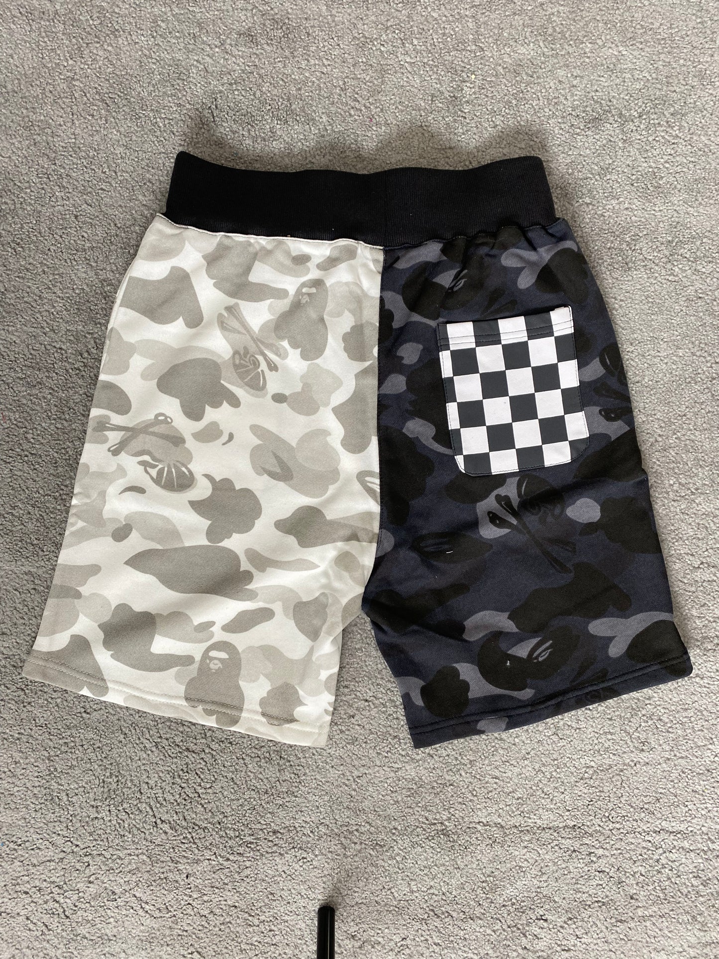 BAPE Black/White Split Camo Shorts - Icy Clothes Ro