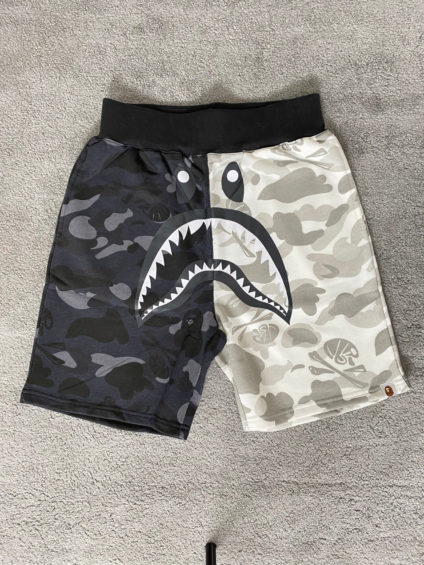 BAPE Black/White Split Camo Shorts - Icy Clothes Ro