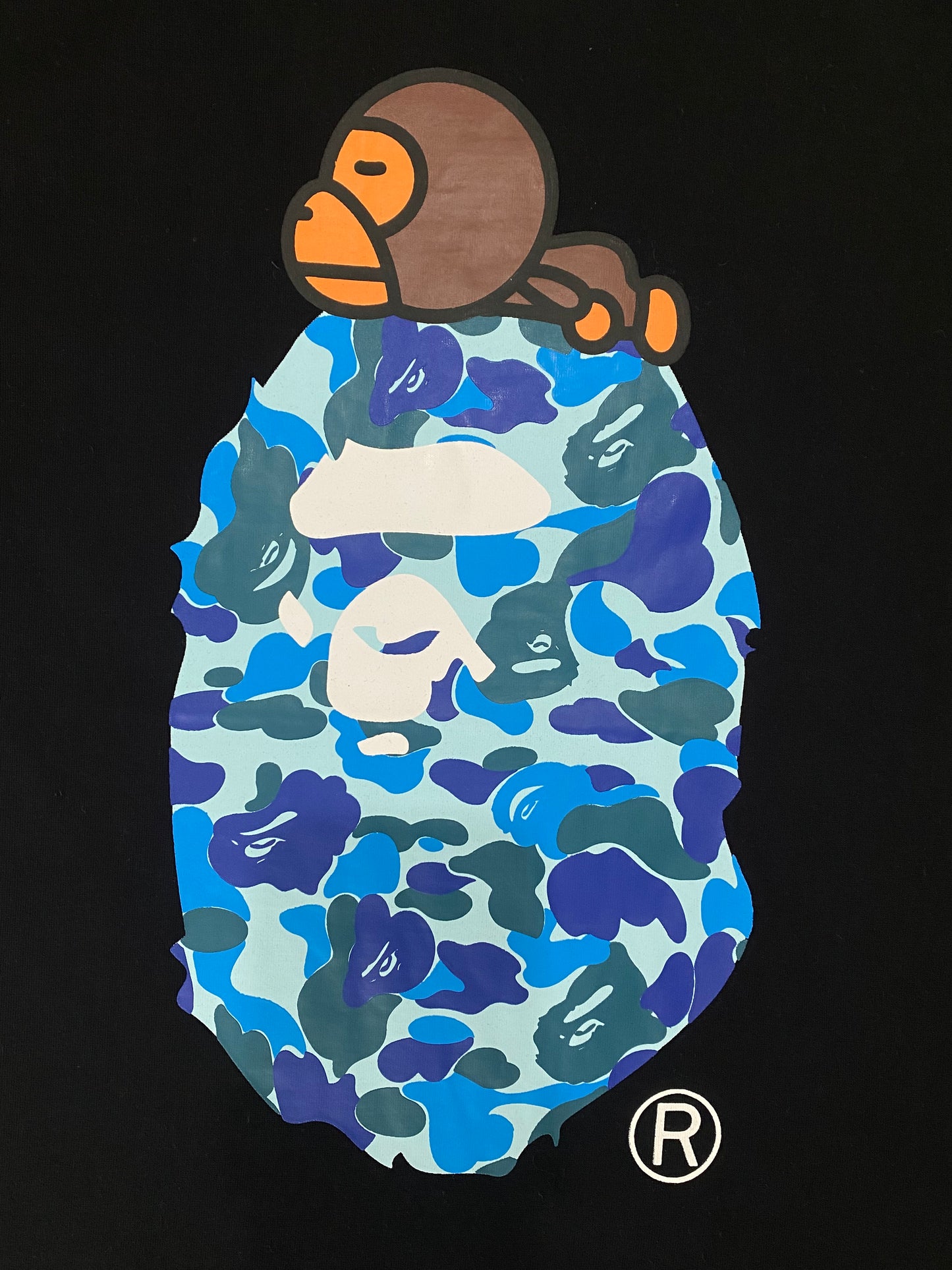 BAPE ABC Blue Camo Milo On Big Ape Tee - Icy Clothes Ro