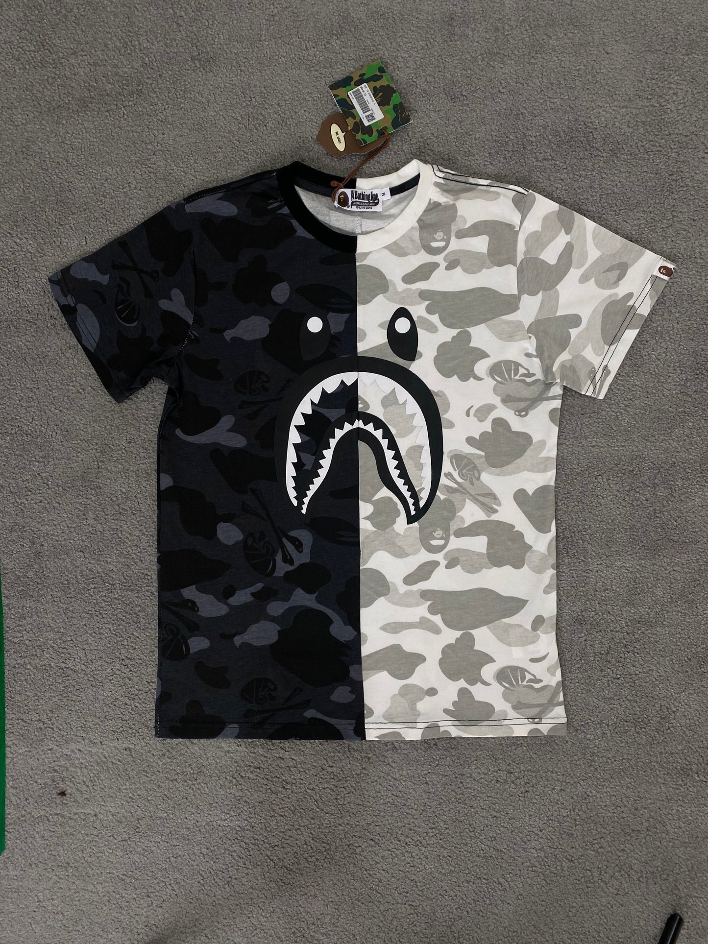 BAPE Black/White Split Camo Tee - Icy Clothes Ro