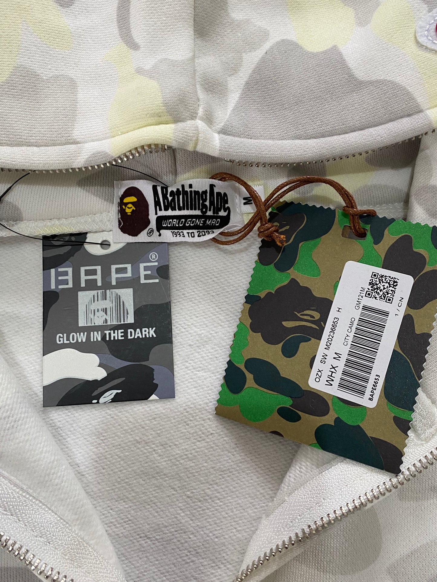 BAPE White Camo Glow In The Dark Hoodie - Icy Clothes Ro