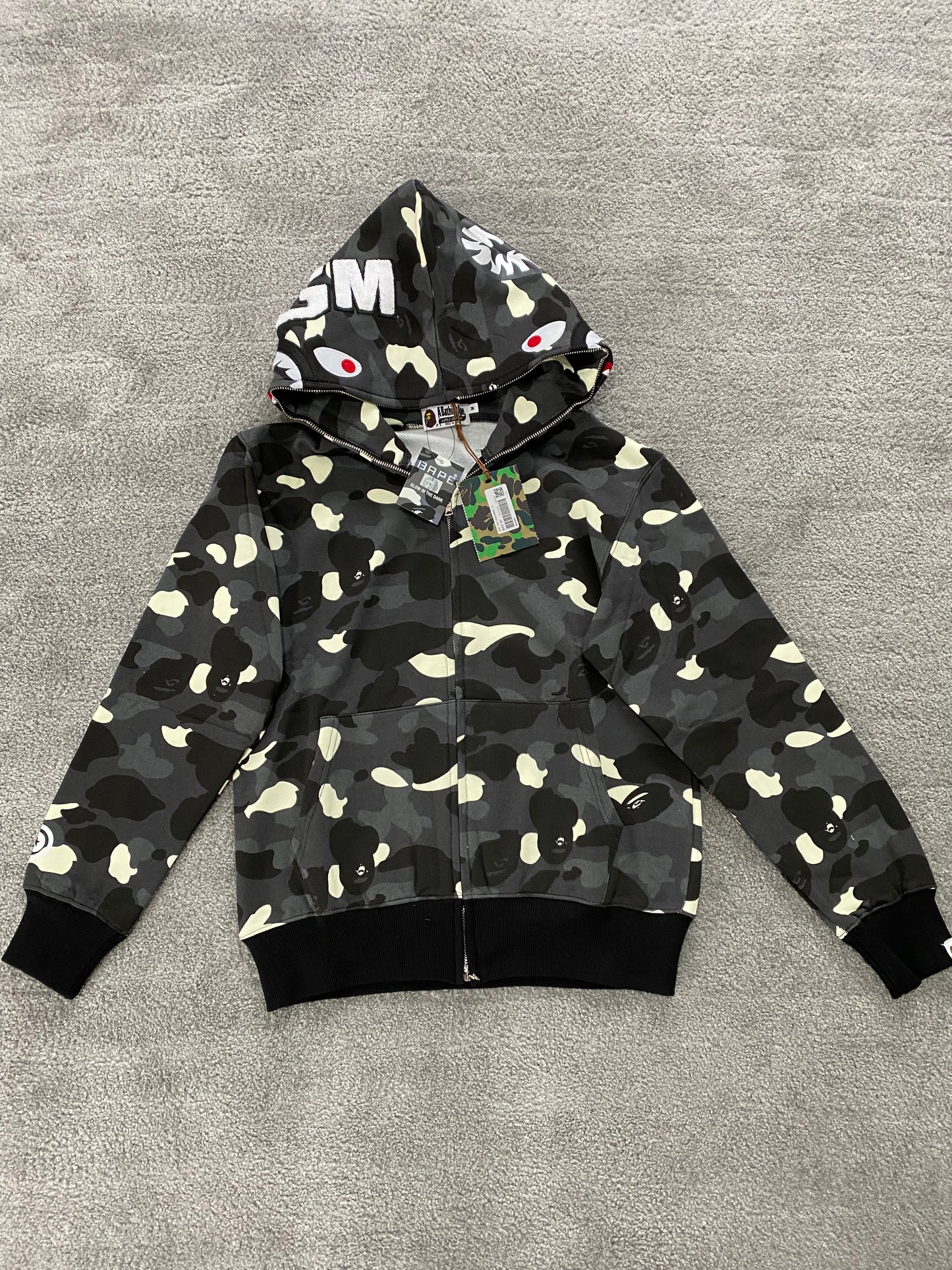 BAPE Black Camo Glow In The Dark Hoodie - Icy Clothes Ro